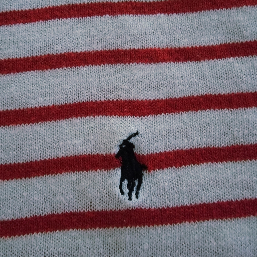 Ralph Lauren Sport/Red and White Striped Sweater/Blue Pony/Medium/Lightweight - Picture 5 of 8